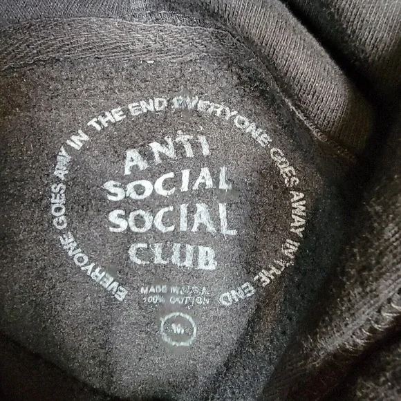 Anti Social Social Club Men's Flame Inside Pullover Hoodie‎ Sz Medium Black Red